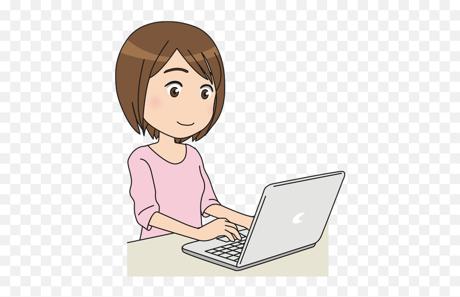 Woman Using Laptop - Girl On Computer Clipart Emoji,Desk Girl Emoji