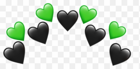 Heart Emojis Crown Flower Sticker - Green And Black Hearts Png
