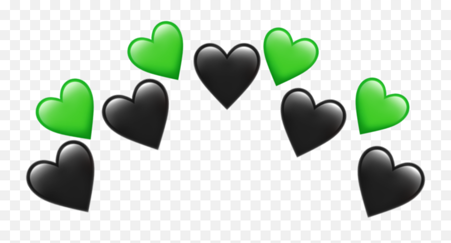 Heart Emojis Crown Emoji Flower Sticker - Green And Black Hearts Png,Green Hearts Emoji