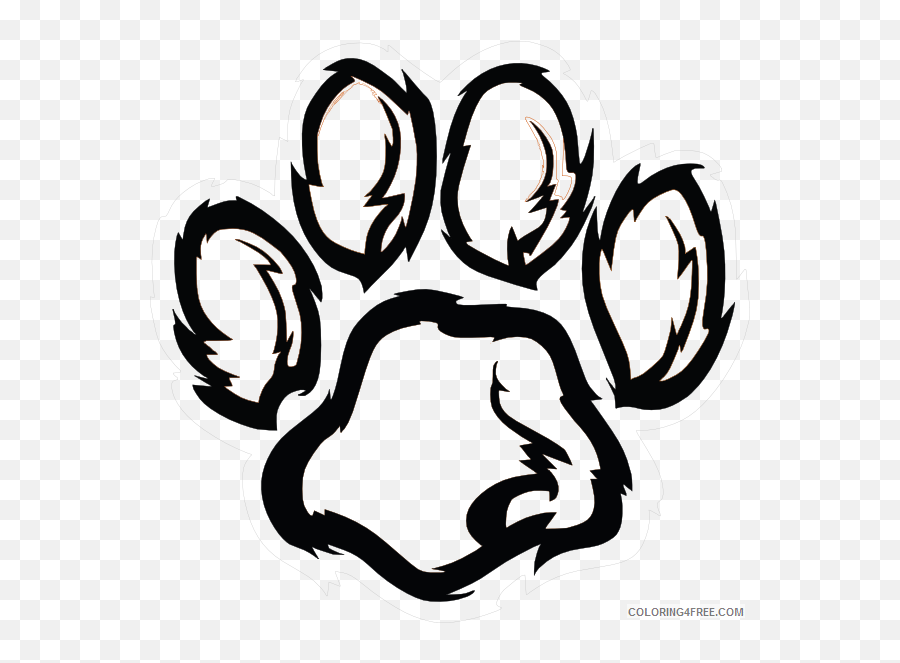 Bear Paw Print Coloring Pages Related Pictures Grizzly Bear - Wildcat Paw Emoji,Paw Print Emoji