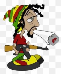 Stoned With Gun - Rastafari Cartoon Emoji,Stoned Emoji