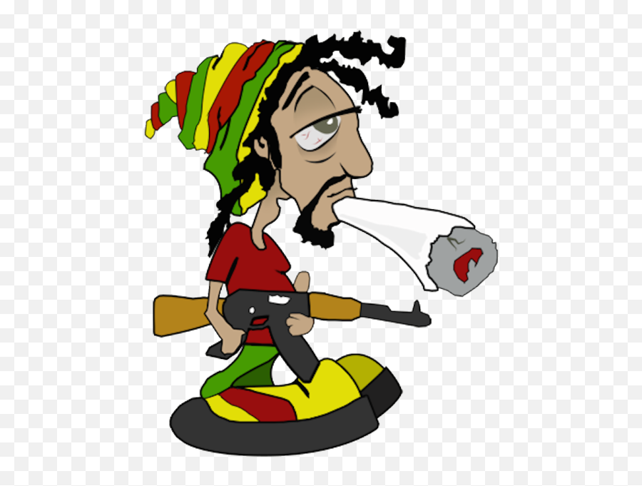 Stoned With Gun - Rastafari Cartoon Emoji,Stoned Emoji