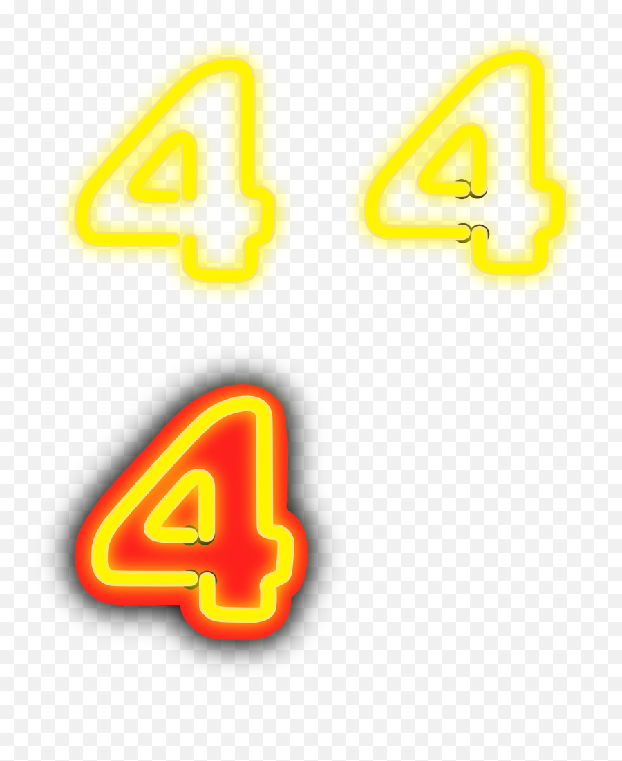 Four 4 Neon Glow Number - Clipart Number Four Emoji,Eye Roll Emoticon