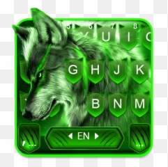 Wild Night Wolf Keyboard Theme - Purple And Green Emoji