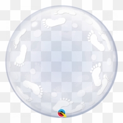Qualatex Deco Bubble 24 Blue Confetti Dots - Footprint Balloon Emoji