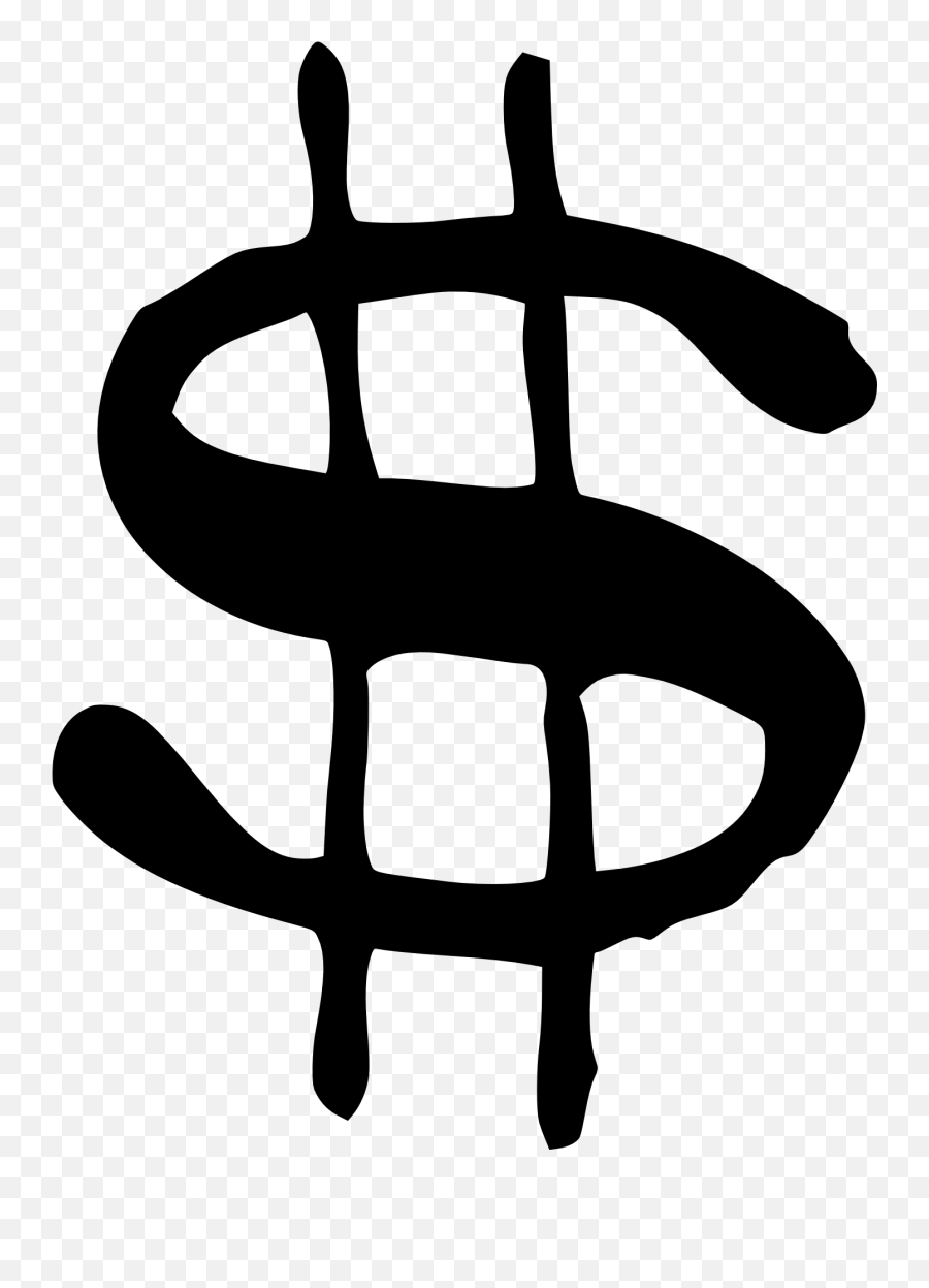Black And White Funny Drawing Of A Dollar Sign - Money Sign Drawing Png Emoji,Dollar Sign Emoticon