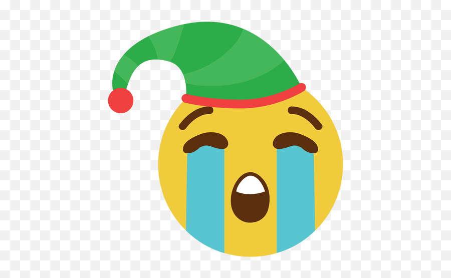 Crying Elf Hat Face Emoticon 1 - Sad Elf Face Emoji,Elf Emoji
