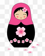 doll cute fkowers ftestickers black pink - Matryoshka Doll Clipart Emoji