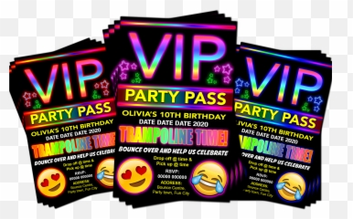 Trampoline Birthday Party Invitation - Gate Pass For Emoji