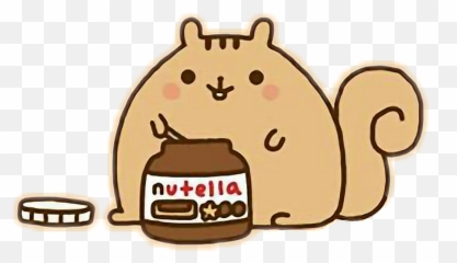 Cute Sticker - Pusheen Eating Nutella Clipart Full Size Gif Emoji