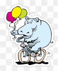hippo on a bikeu0027 Sticker by Matt Mawson Cartoon - Bicycle Emoji