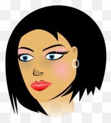 Vector Portrait Of A Girl With Big Eyes - Ladies Faces Clip Art Emoji
