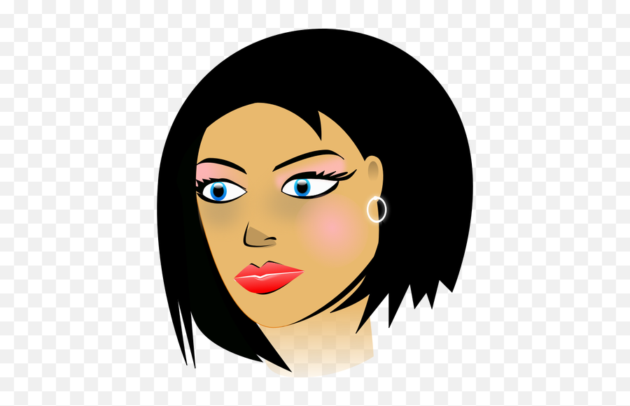 Vector Portrait Of A Girl With Big Eyes - Ladies Faces Clip Art Emoji,Girl Lipstick Dress Emoji