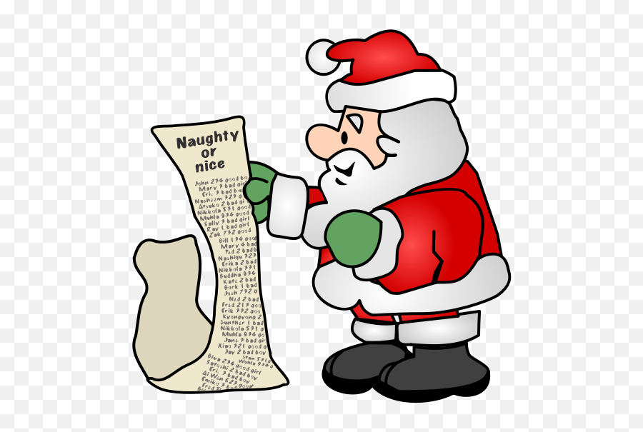 Santa Claus Reading His List - Santa With A Sack Clipart Emoji,Emotion List For Facebook