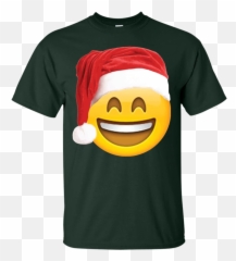 Emoji Christmas Shirt Smiley Face Santa Hat Family Set T - Hocus Pocus Can T Sit With Us Shirts,Black Santa Emoji