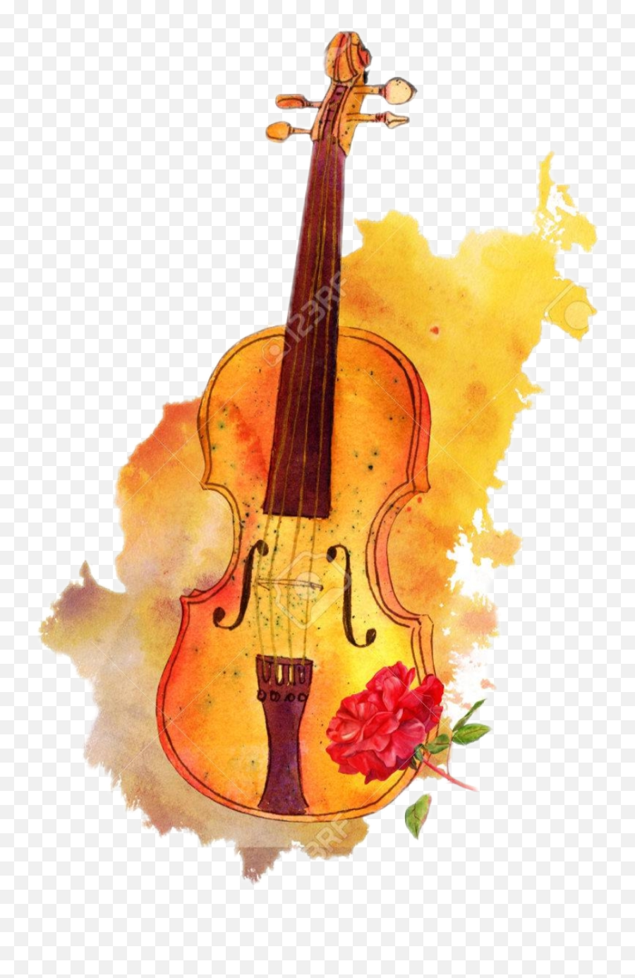 Violin - Old Paper Watercolour Emoji,Violin Emoji