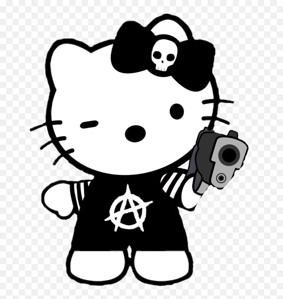 Anarchy Hellokitty Evil Gun - Hello Kitty Sticker Png Emoji,Anarchy Emoji