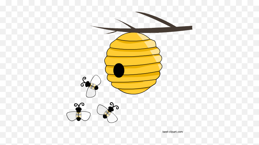 Free Honey Bee And Beehive Clip Ar - Beehive Clipart Emoji,Emoji Bee