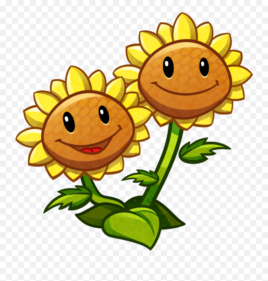 Twin Sunflower - Flores De Plantas Vs Zombies Clipart Full Sunflower Plants Vs Zombies Plants Emoji,Emoticones De Cumplea?os