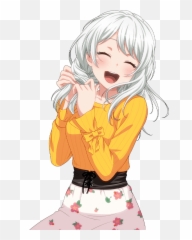 Fashionable Hair Arrangement - Transparent Happy Anime Girls Emoji