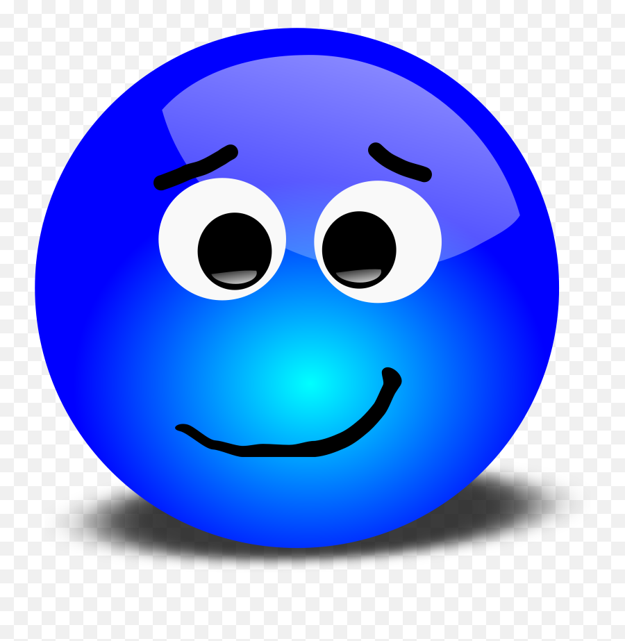 Calm Faces Cartoon - Animated Blue Smiley Face Emoji,Calm Face Emoji