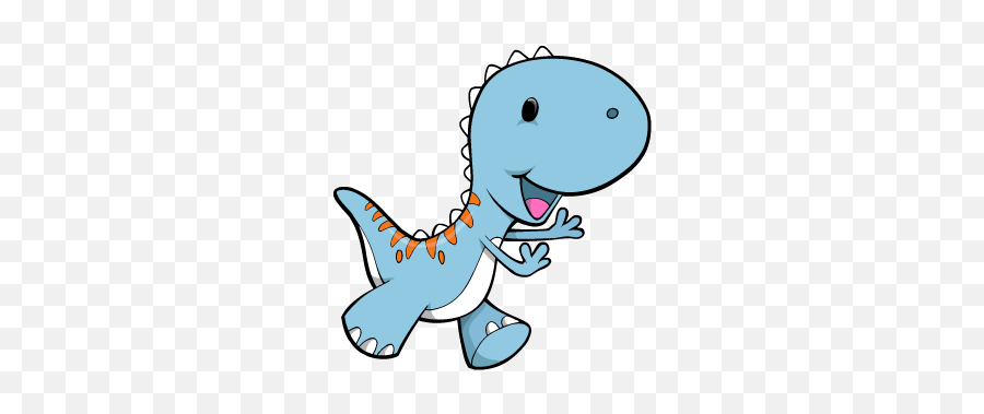 Cartoon Baby Blue And Orange Dinosaur Custom Wall Decals - Baby Dinosaur Cartoon Png Emoji,Trex Emoji