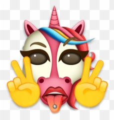 emoji unicorn peace tongueout tonguepiercing - Clip Art