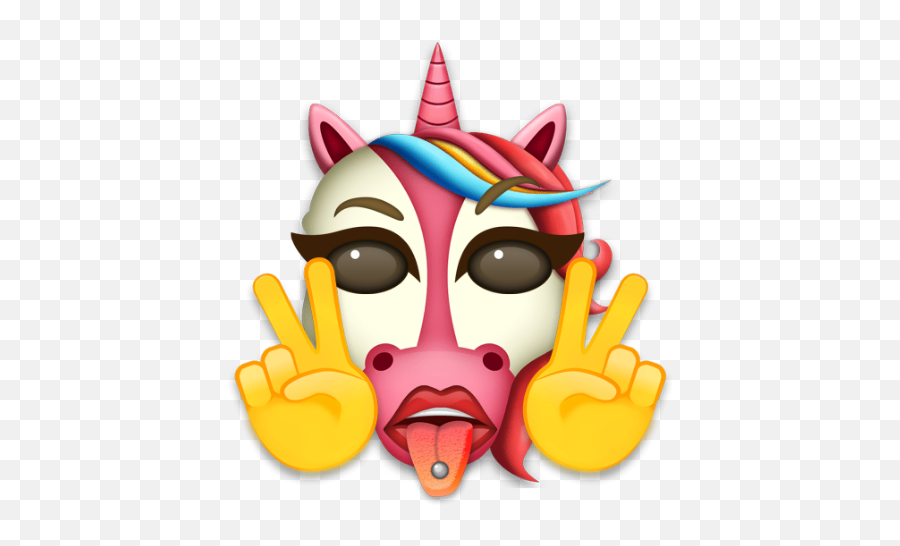 Emoji Unicorn Peace Tongueout Tonguepiercing - Clip Art,Unicorn Emoji Hat