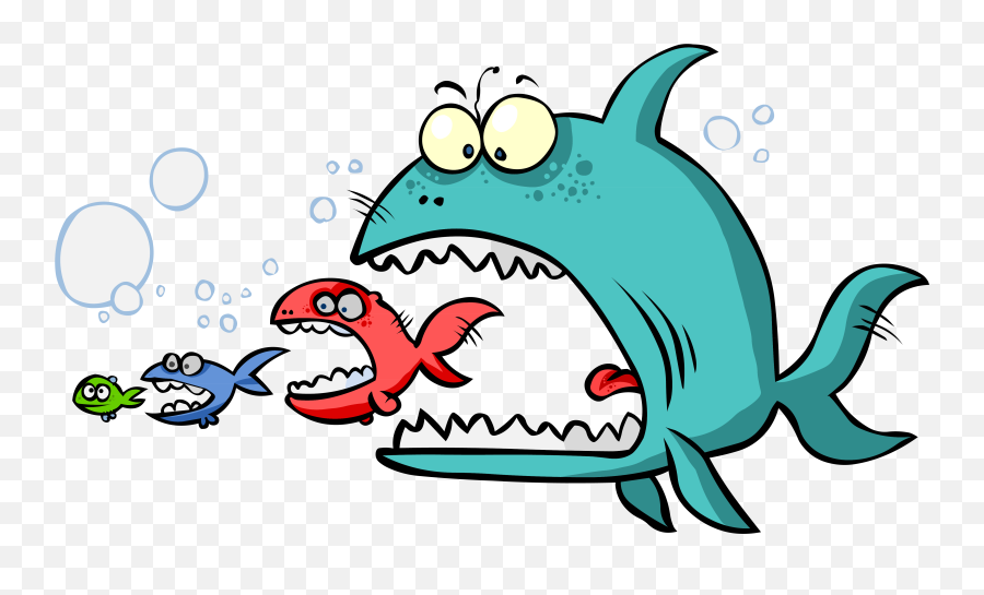 Download Fish Eating Food Clip Art - Big Fish Eat Smaller Cartoon Fish Eating Emoji,Fish Emoji