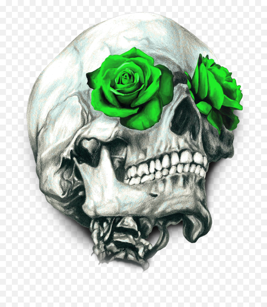 Mq Green Rose Roses Eyes Skull Skulls - Skull With Rose In Eye Emoji,Skull Eyes Emoji