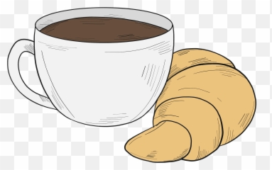 Coffee With Croissant Clipart Free Download Transparent - Coffee Cup Emoji,Coffee Emojis