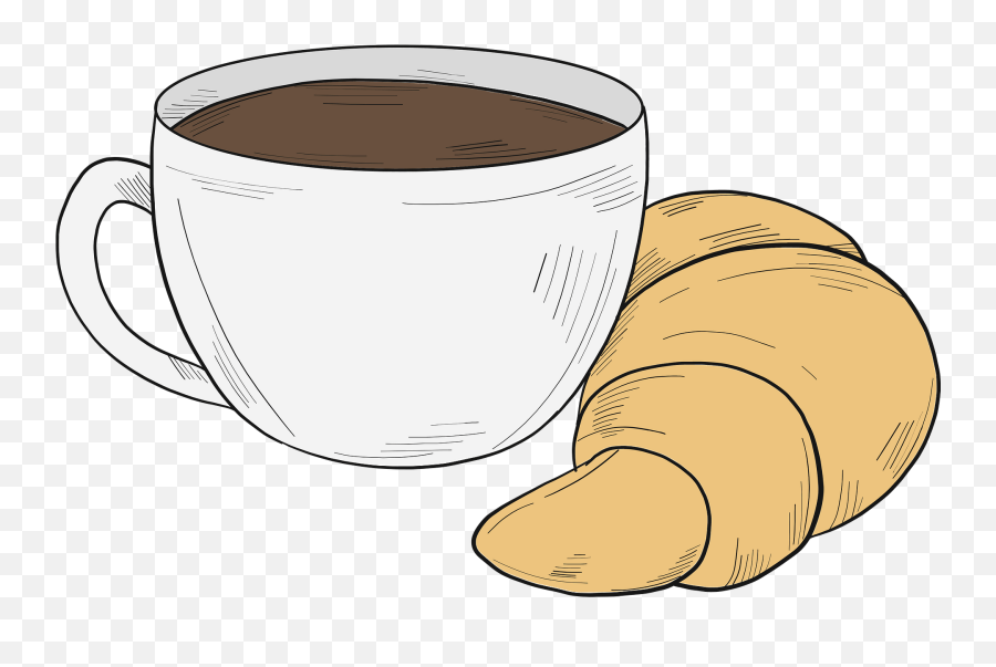 Coffee With Croissant Clipart Free Download Transparent - Coffee Cup Emoji,Coffee Emojis