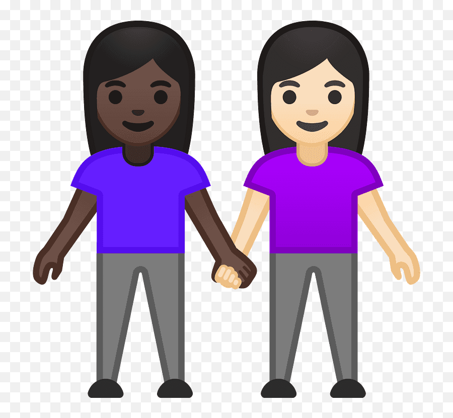 Women Holding Hands Emoji Clipart Free Download Transparent - Same Sex Interracial Couple Emoji,Emoji Women