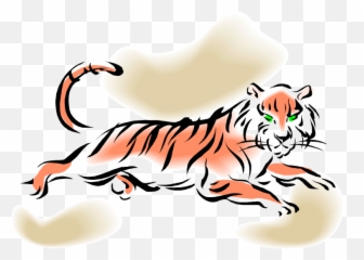 Tiger Cartoon Laying Down Clipart - Lying Emoji