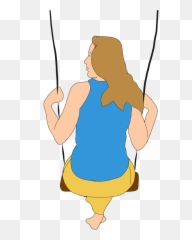Happy Vacation Female Adult Smile - On Swing Cartoon Emoji
