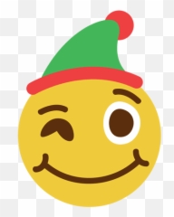 Winking Elf Hat Face Emoticon 2 - Elf Wink Emoji,Elf Emoji