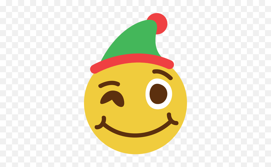 Winking Elf Hat Face Emoticon 2 - Elf Wink Emoji,Elf Emoji