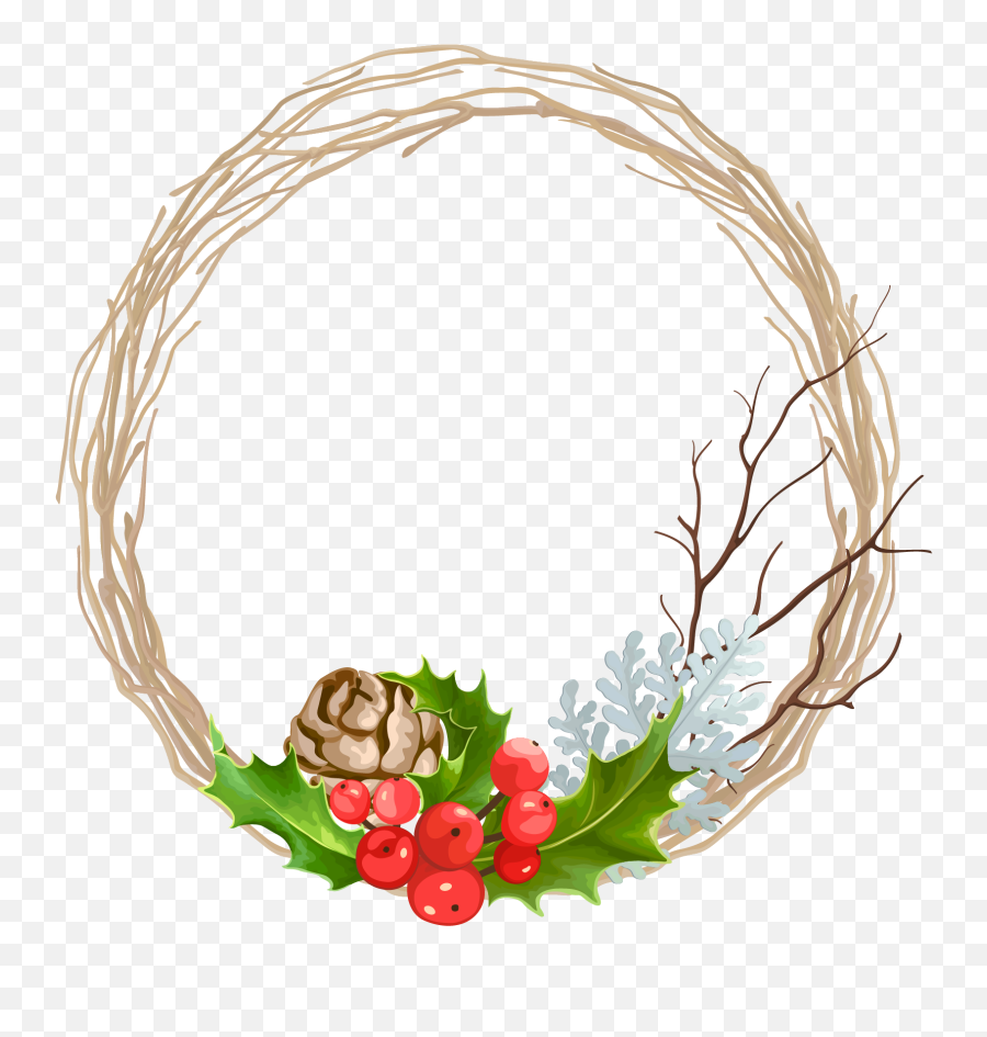 Wreath Christmas Decoration Transprent - Christmas Wreath Png Vector Emoji,Christmas Wreath Emoji