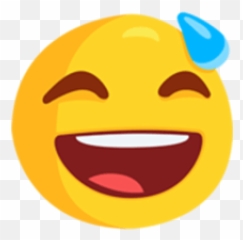 Grinning Face With Sweat Emoji - Smiling