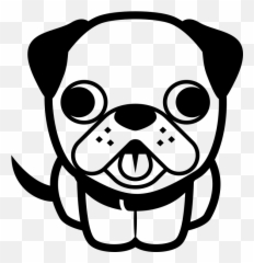 Emojione Bw 1f415 - Pug Face Clip Art