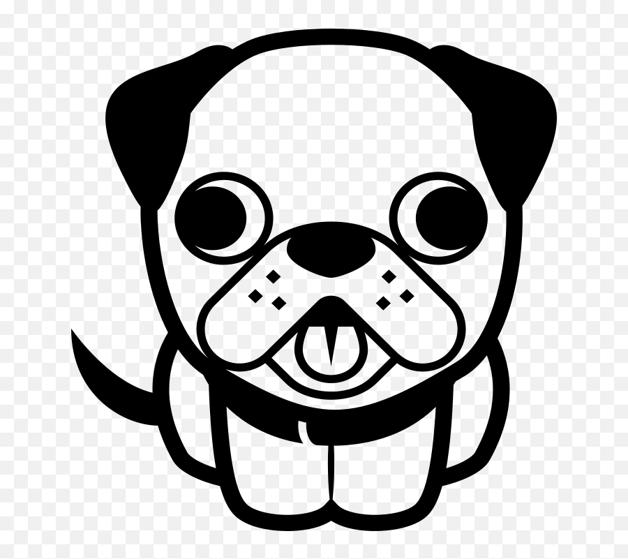 Emojione Bw 1f415 - Pug Face Clip Art Emoji,Emoji Level 15
