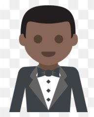 Man In Tuxedo Dark Skin Tone Emoji Emoticon Vector Icon - Suit Transparent