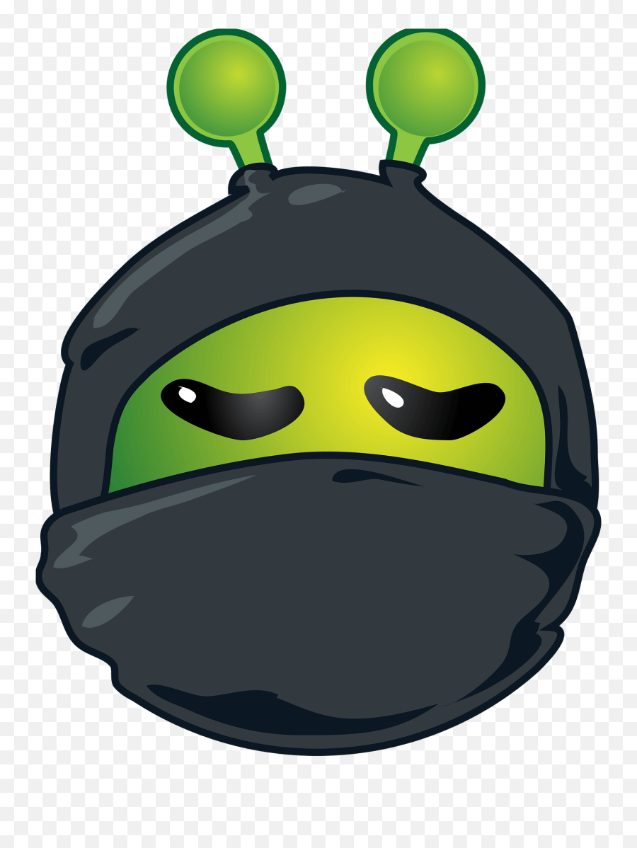 Smiley Green Alien Black Ninja Clipart - Ninja Alien Emoji,Ninja Emoticon