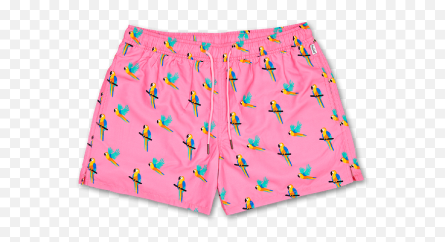 Happy Socks - Parrot Swim Shorts Ruzove Panske Plavky Emoji,Shorts Emoji