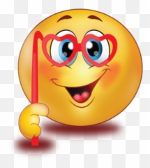 Heart Glasses Emoji - Red With