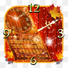 Autumn Leaves Clock Keyboard Theme - Floral Design Emoji,Autumn Emojis