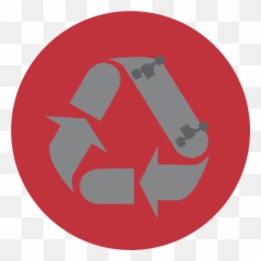 Skateboard Recycle Symbol Young - Blue Background Emoji
