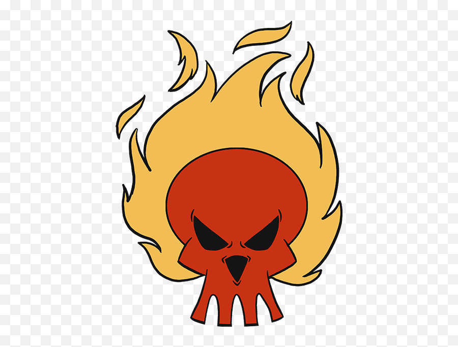 How To Draw A Flaming Skull - Halloween Pictures Easy Drawings Scary Emoji,Dead Rose Emoji