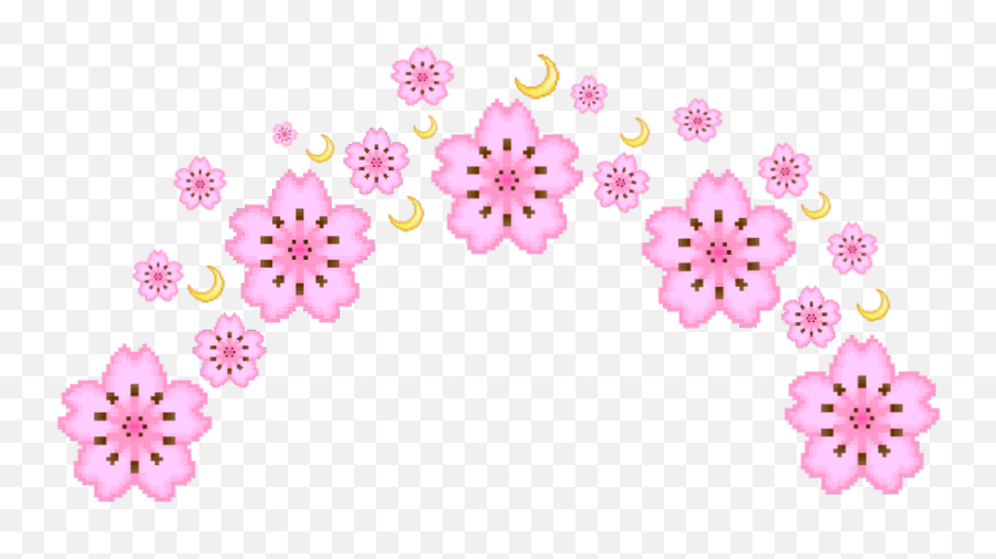 Flower Flowers Emoji Pink Moon Moons Pixel Yellow Crown - Clip Art,Flower Emoji Text