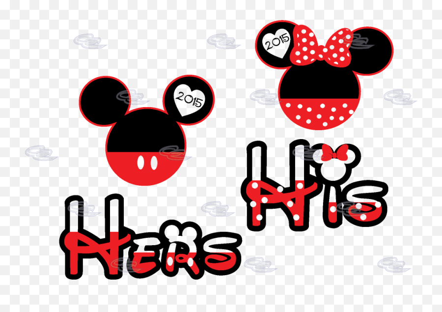 His Hers Mickey Minnie Mouse Head With - Fairy Tale Weddings Honeymoons Emoji,Minnie Mouse Emoji For Iphone